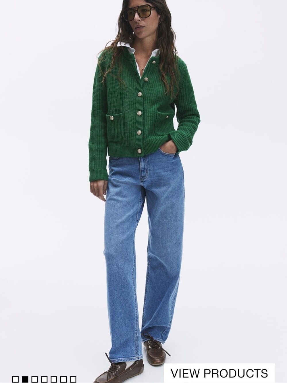 Womens Green Ribbed Knit Cardigan